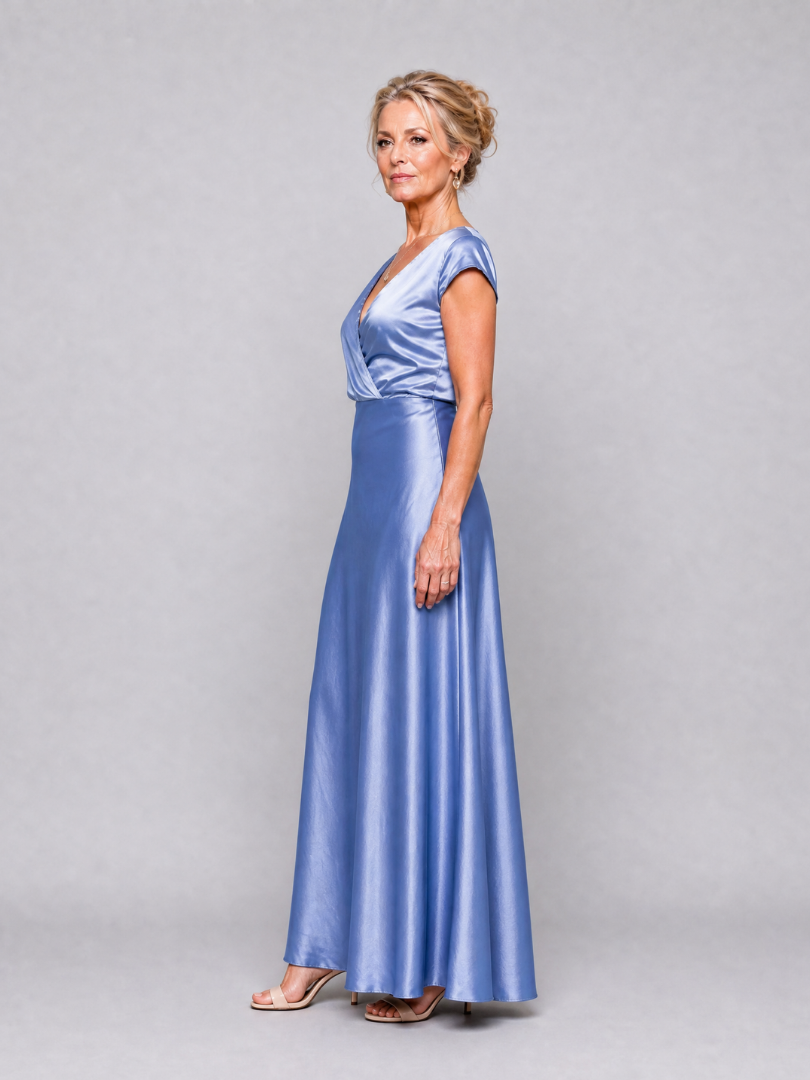 Samouse maxi-jurk met cap sleeves en overslaglijfje
