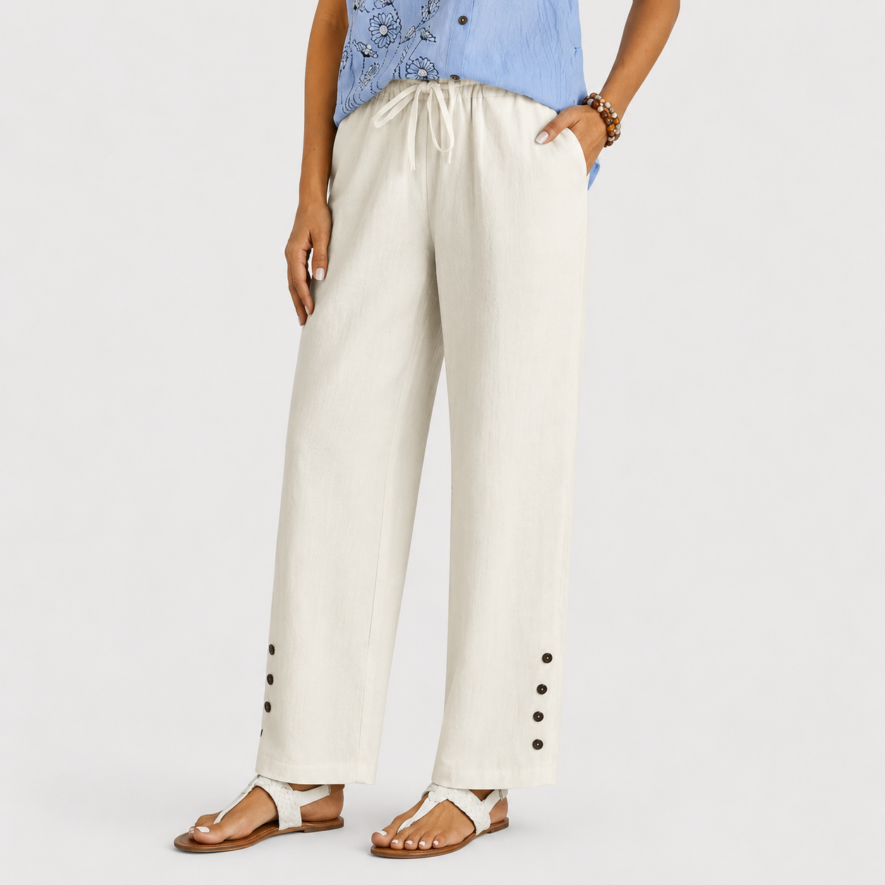 Shania relaxed broek met knoopdetail