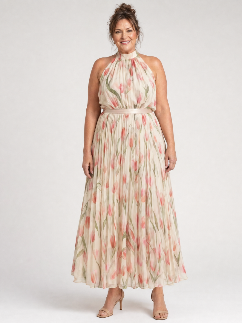 Aurelle halter midi-jurk met bloemenprint