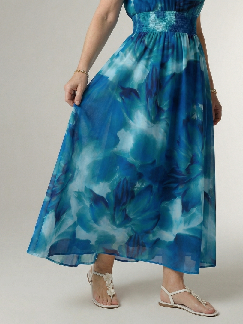 Sylin halter midi-jurk met gerimpelde taille