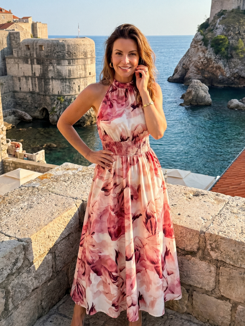 Olivia midi-jurk met abstracte print