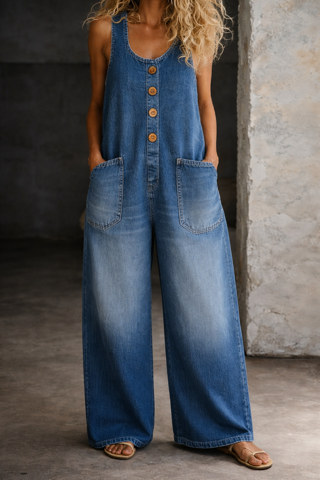 Saylor | Vintage gewassen denim salopette