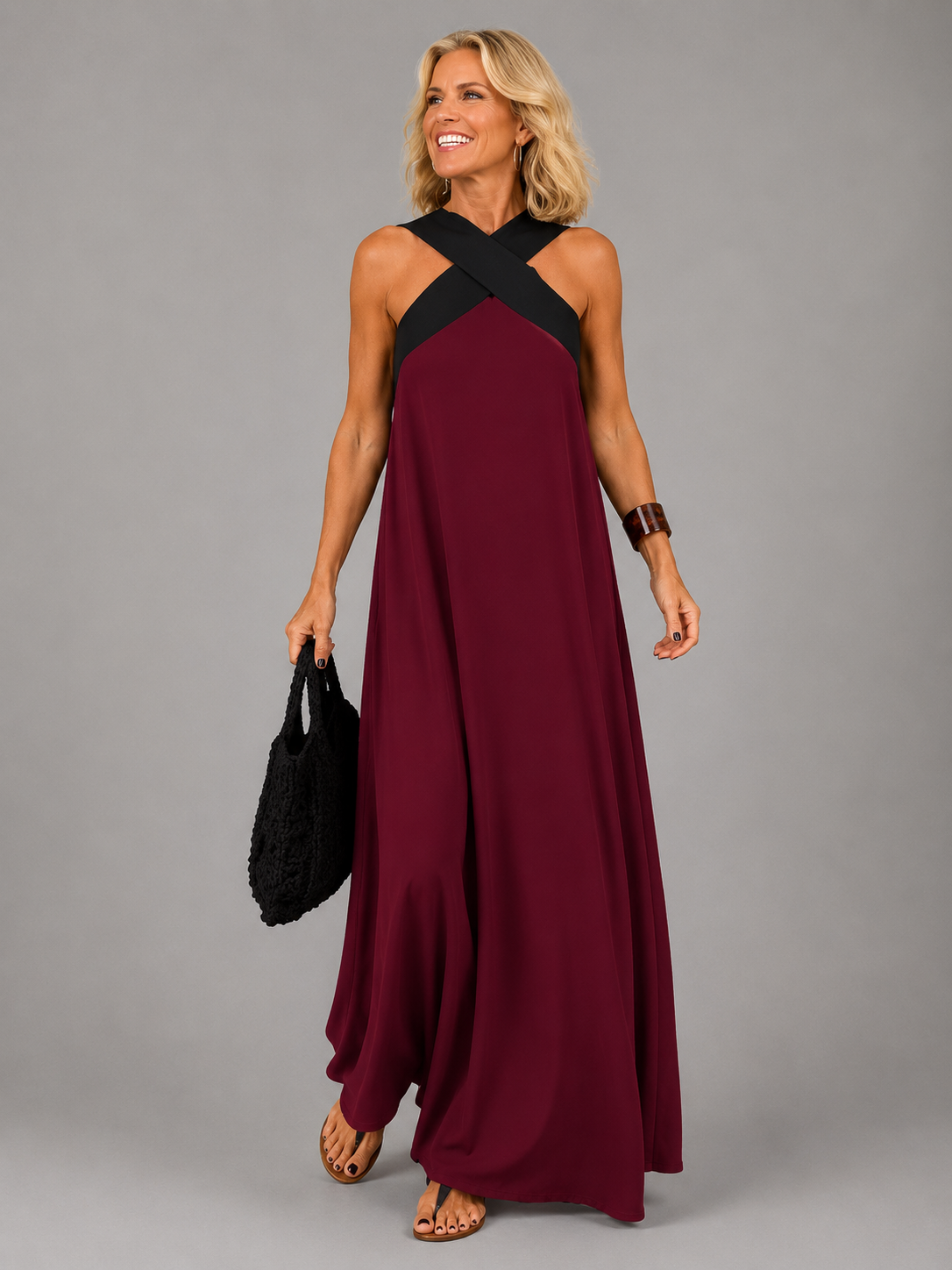 Velora™ | Cross Elegance Maxi Jurk