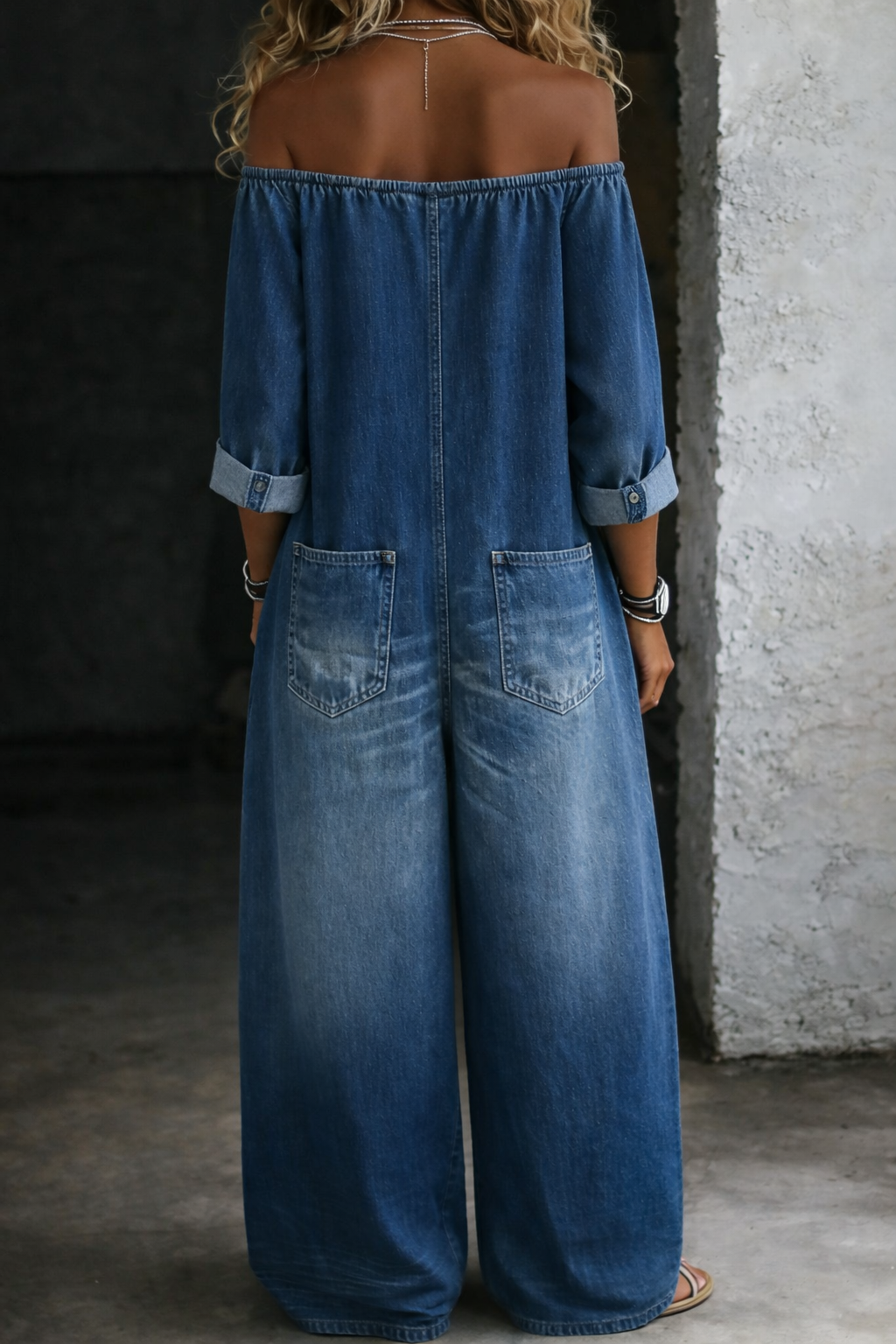 Elena | Off shoulder jumpsuit met lange mouwen