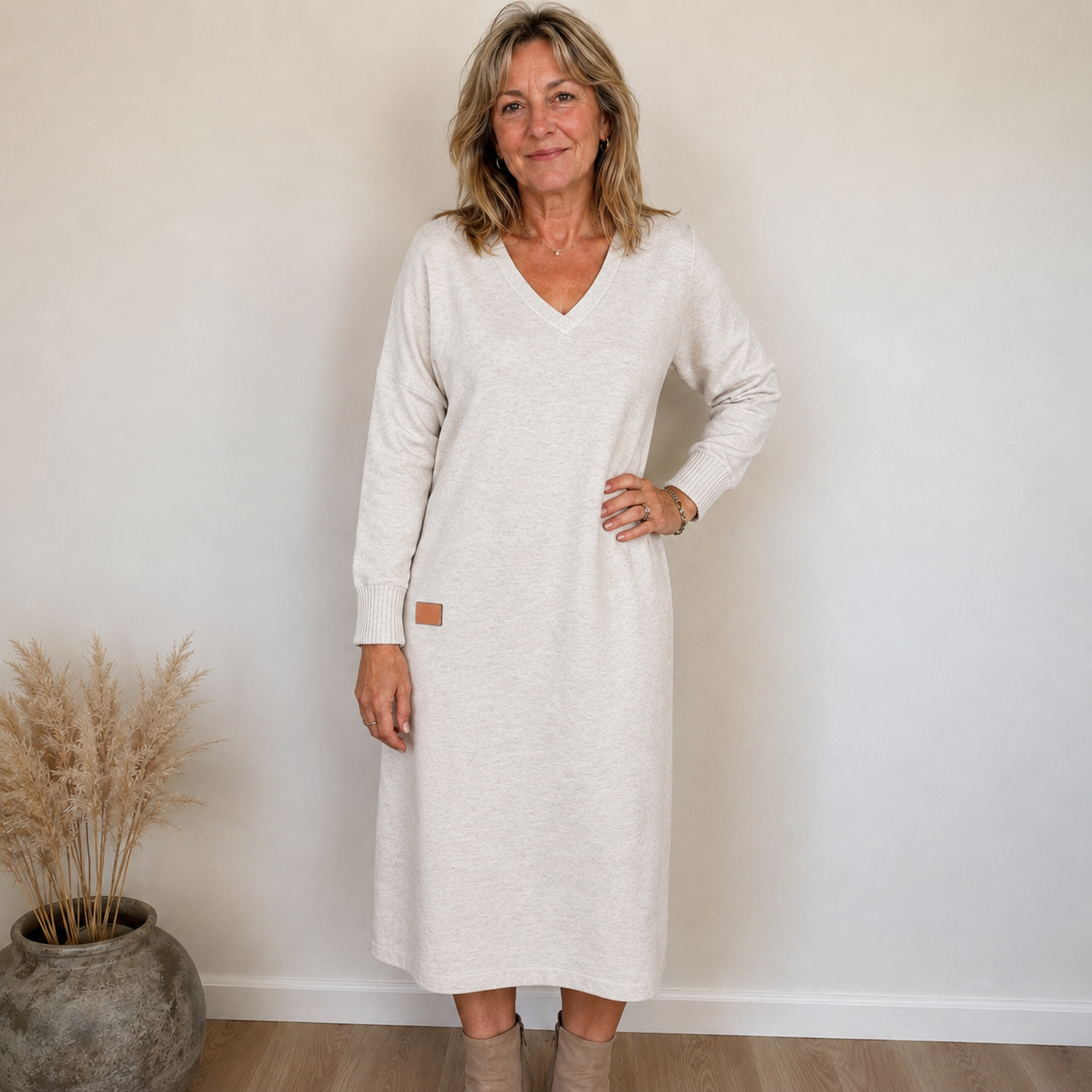 Clelia | Midi-jurk met V-hals