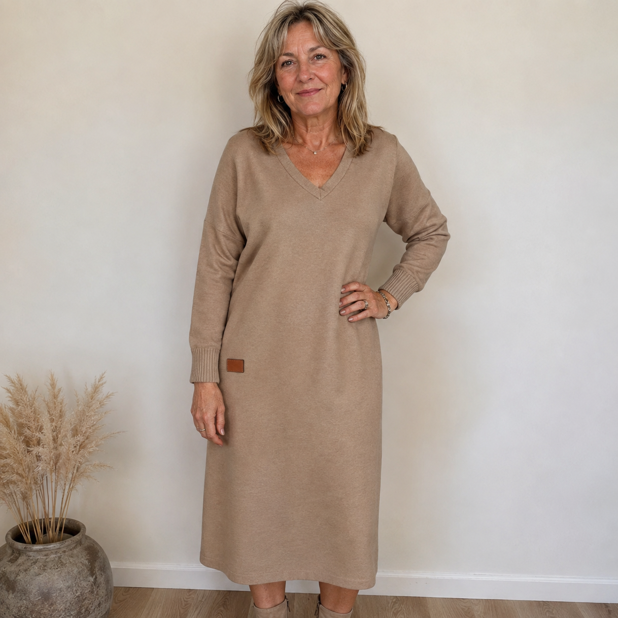 Clelia | Midi-jurk met V-hals