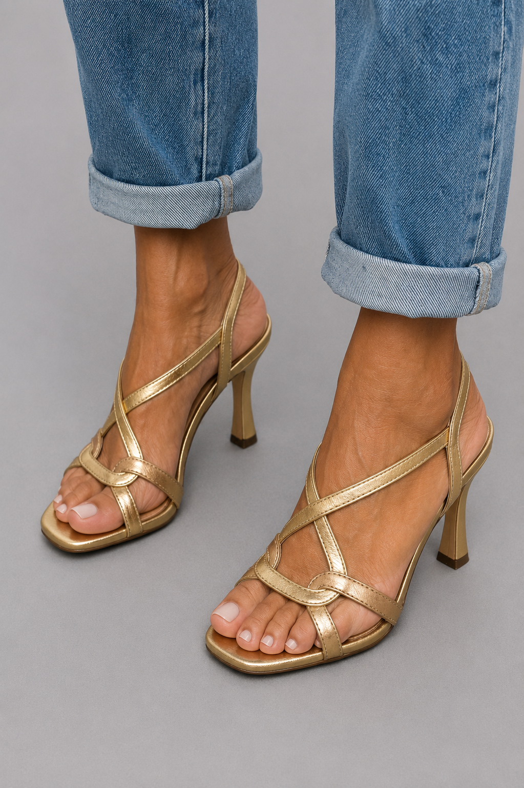 Soleil gouden sandalen met hak