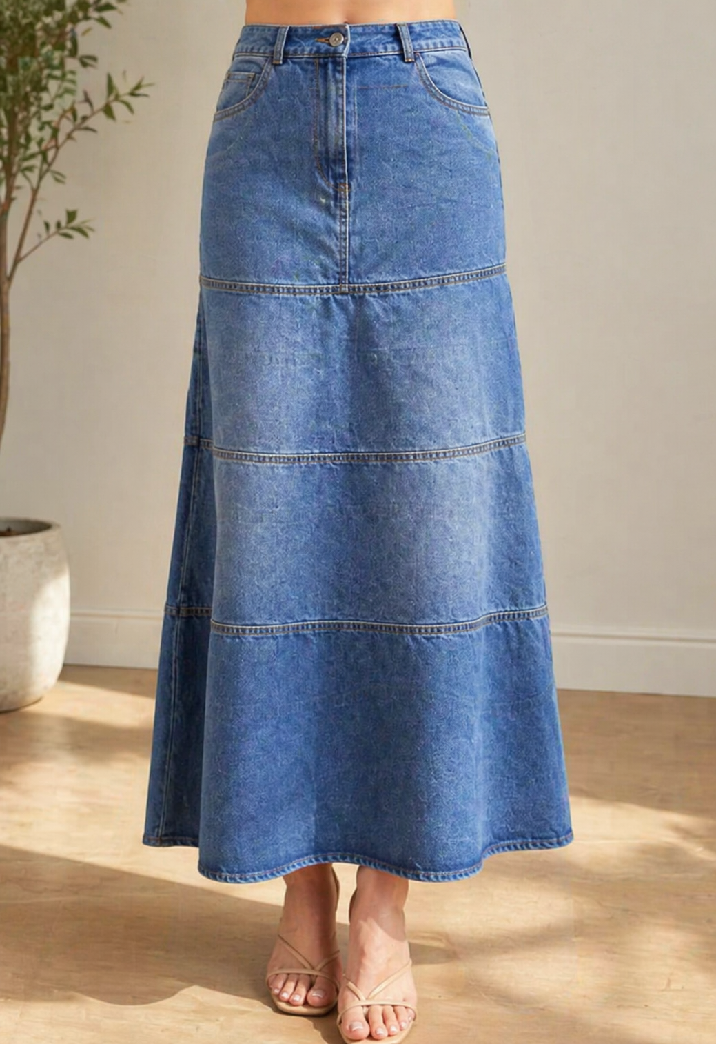 Mary | Denim rok in halflange lengte