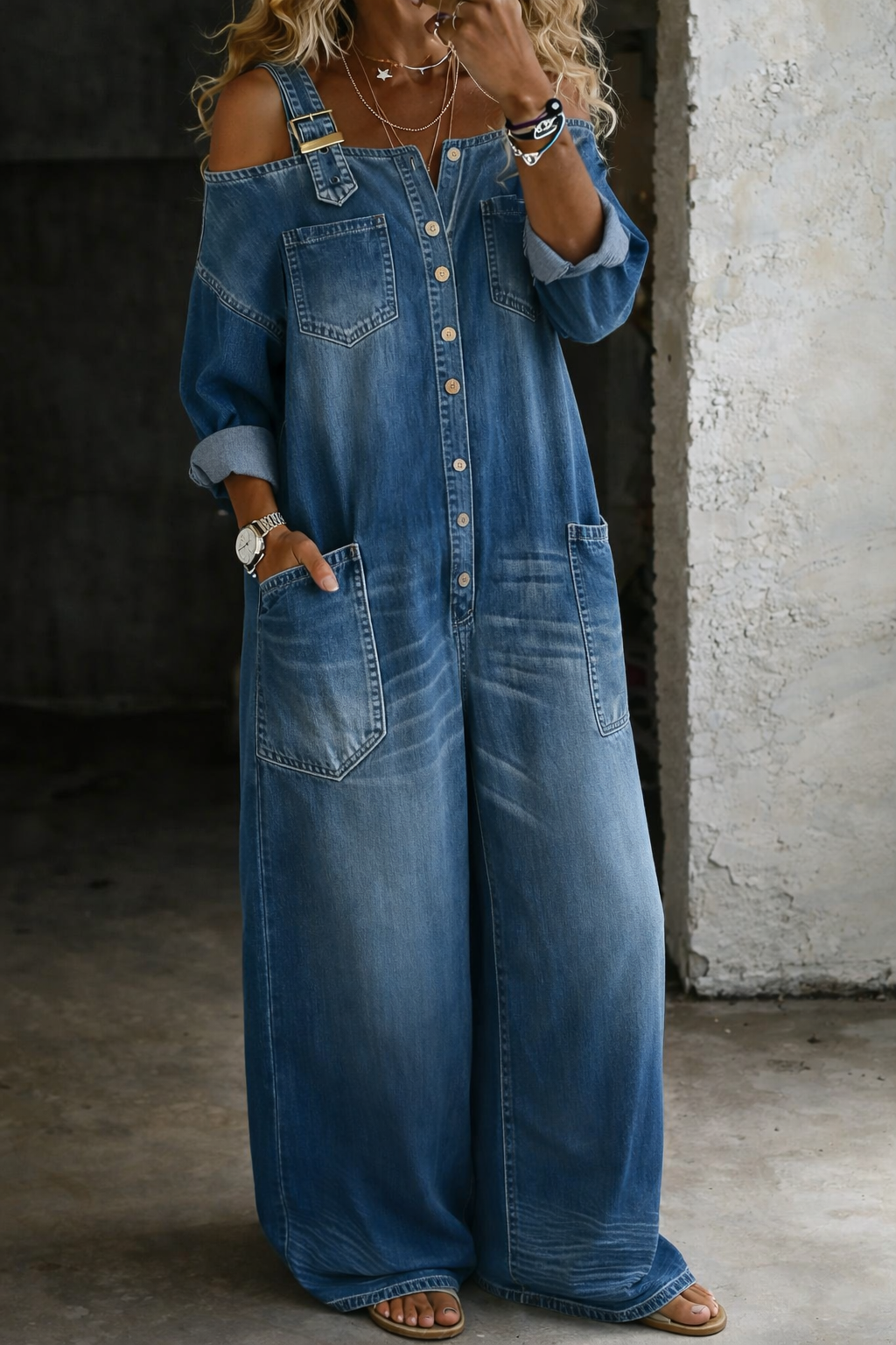 Sophia | Mouwloze denim jumpsuit