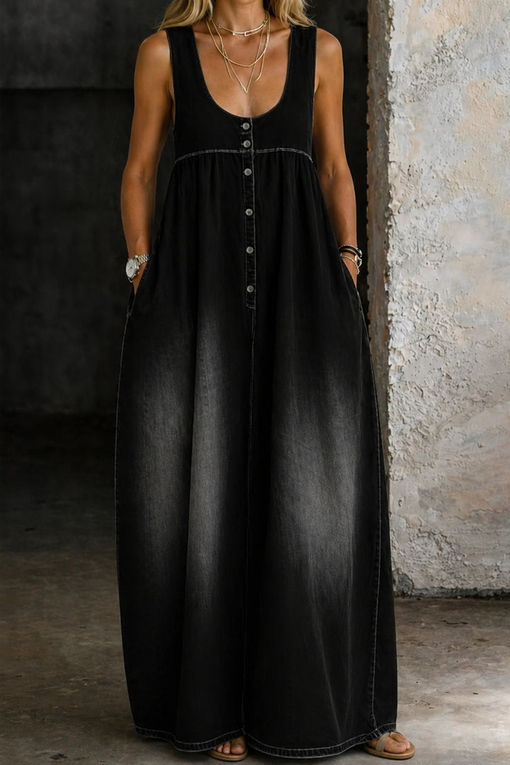 Veronica | Losvallende denim jurk