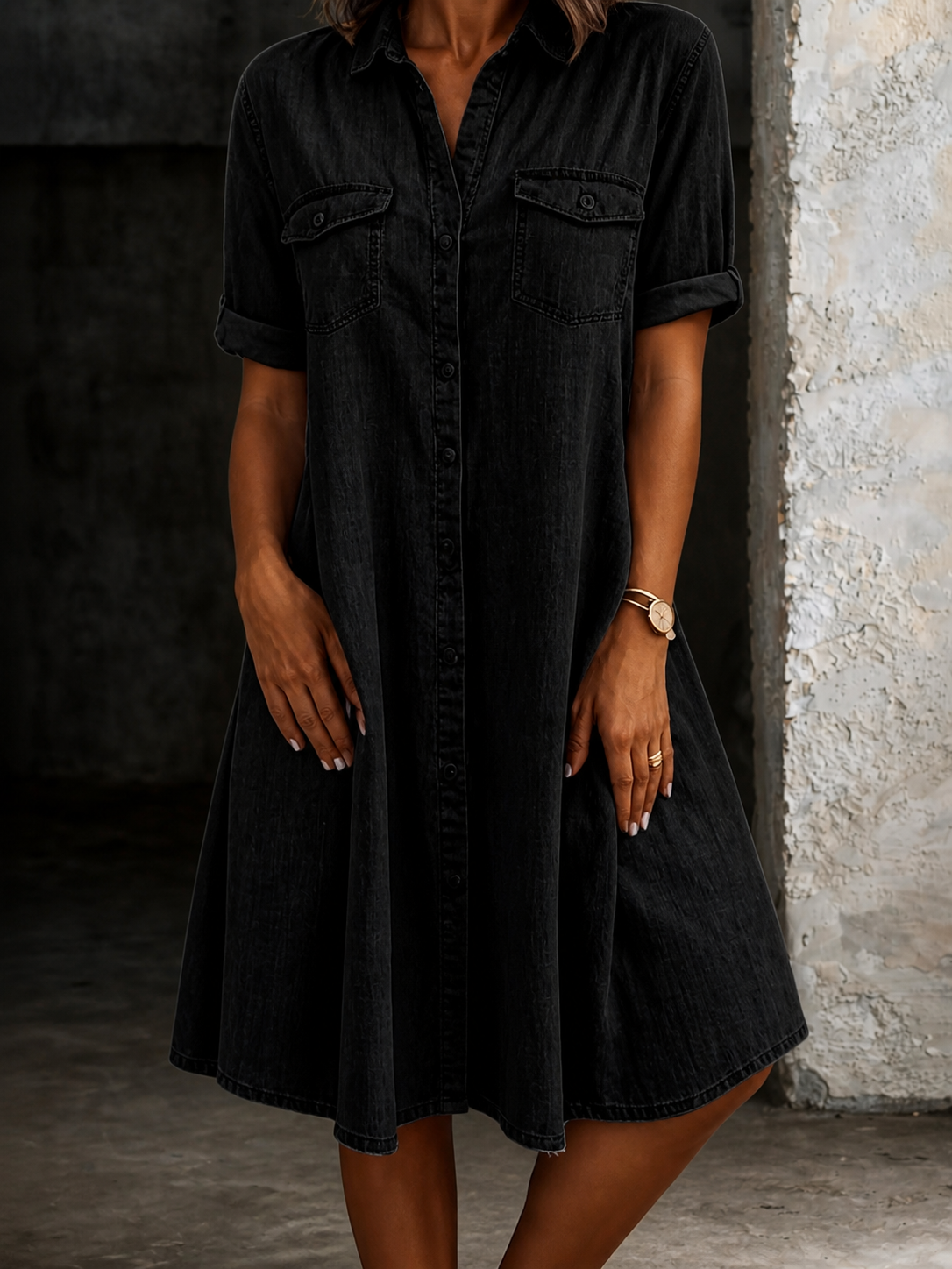 Patricia | Casual denim midi-jurk