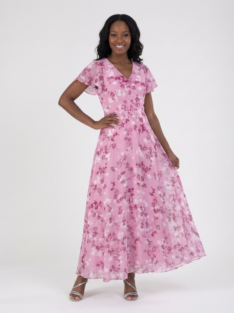Ismeria | Bloemige Chiffon Maxi Jurk