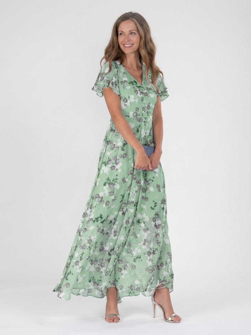 Ismeria | Bloemige Chiffon Maxi Jurk
