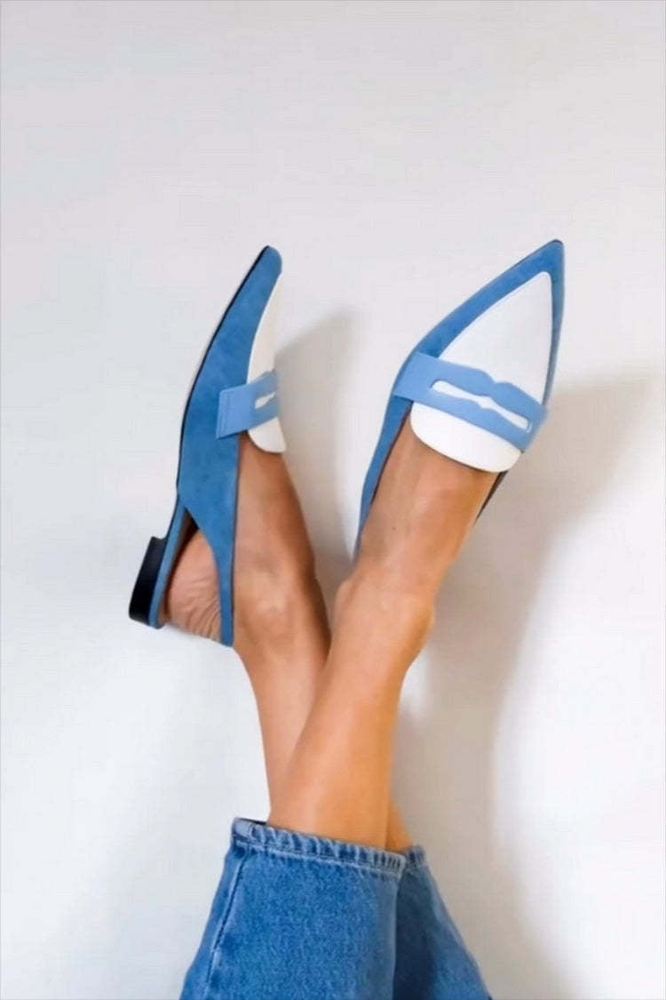 Jacqueline blauwe slingback loafers