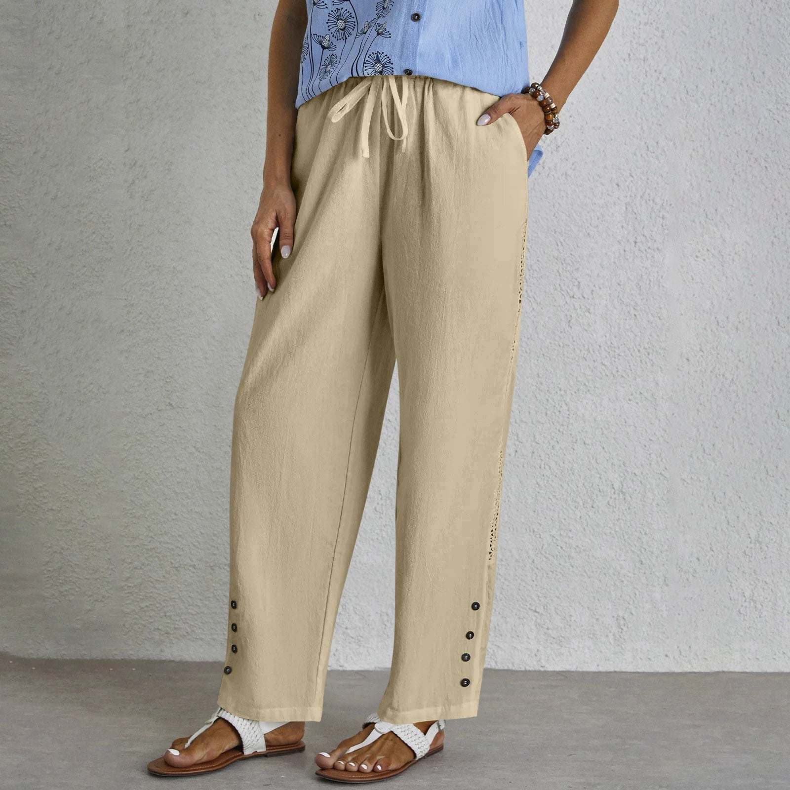 Shania relaxed broek met knoopdetail