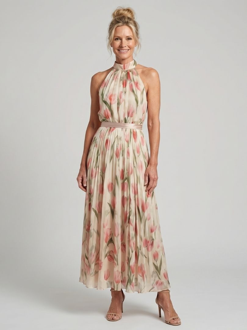 Aurelle halter midi-jurk met bloemenprint