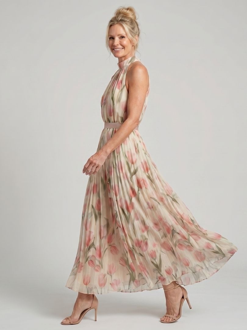 Aurelle halter midi-jurk met bloemenprint