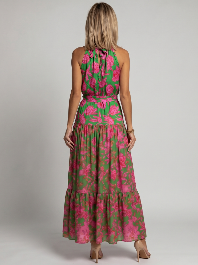 Rowen gedrapeerde halter midi-jurk