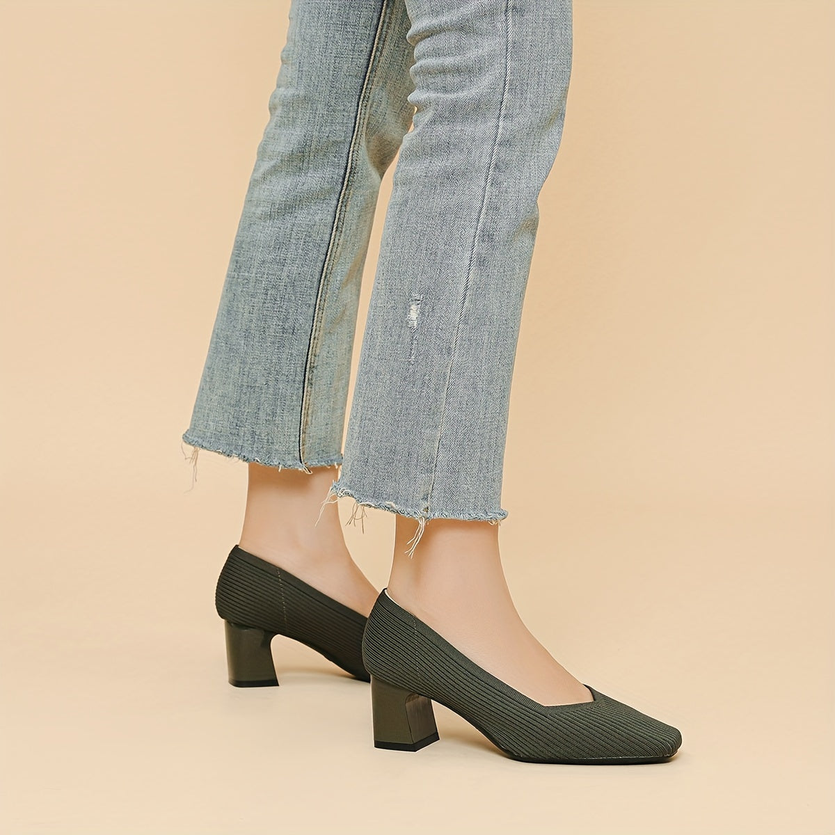 Foekje pump met blokhak