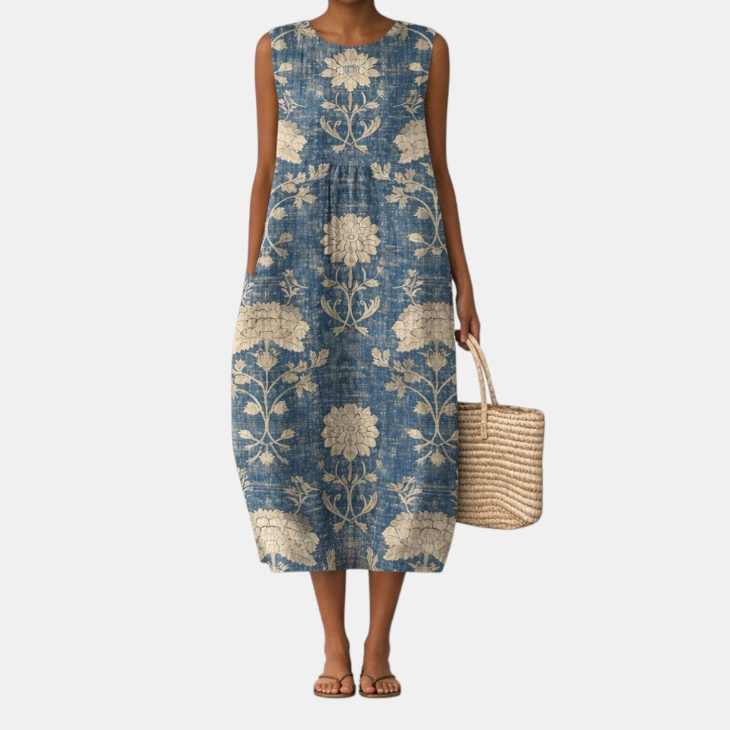 Aurora klassieke midi-jurk met bloemenprint
