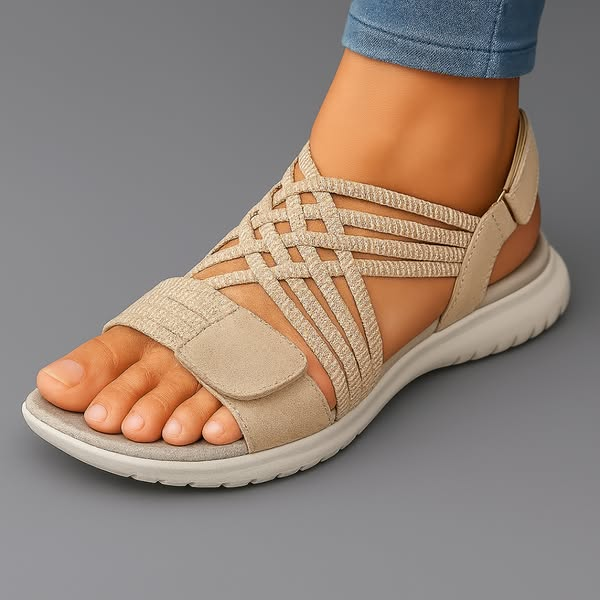 Anne sandalen met gevlochten banden in beige