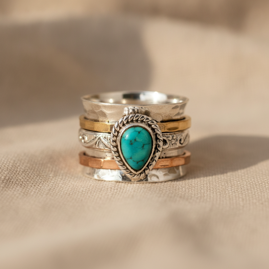 Azzurra statement ring met ovaal turkoois