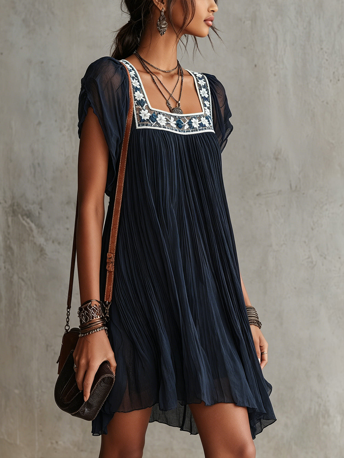 Apolline geplooide mini-jurk van chiffon