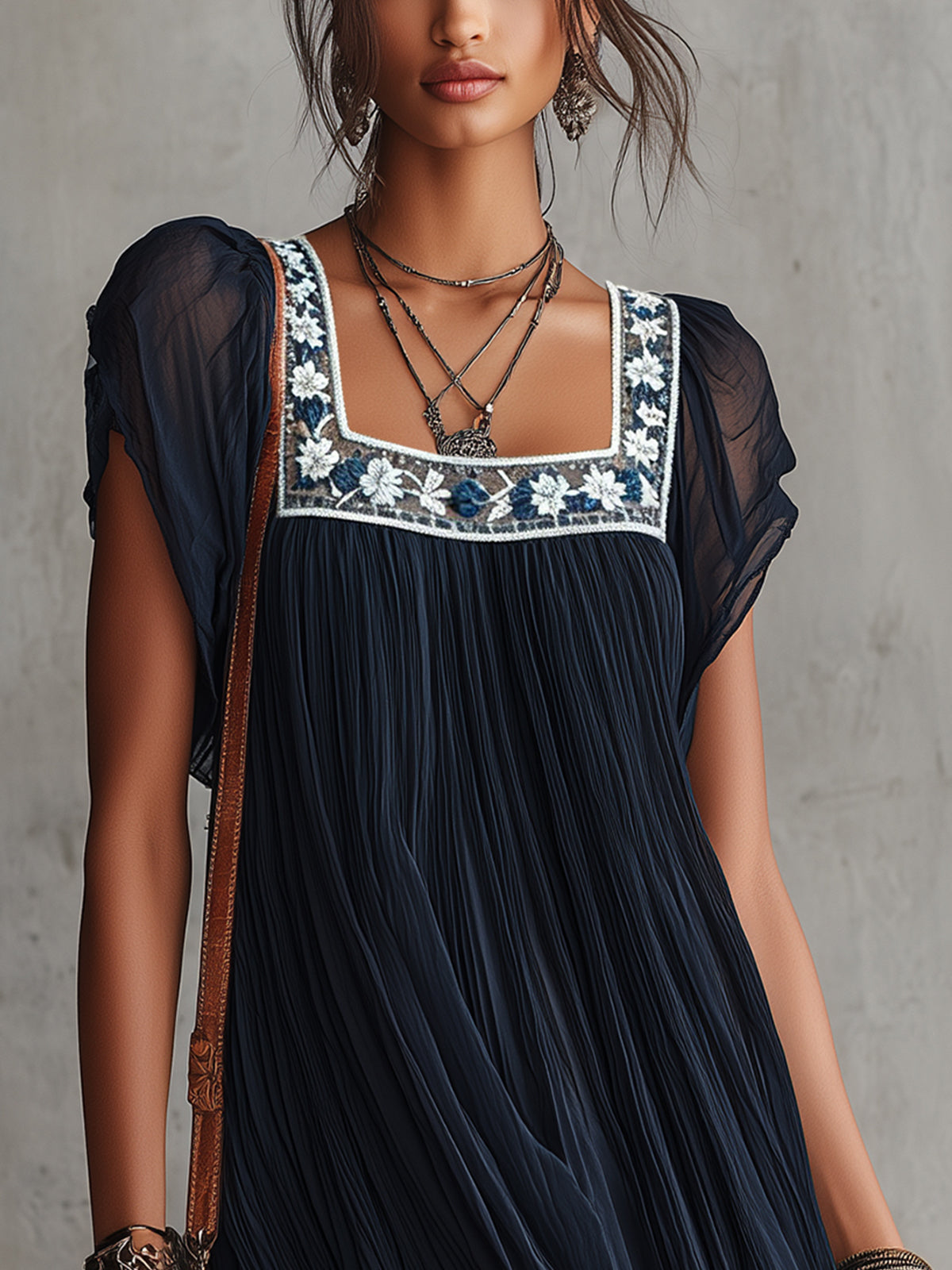 Apolline geplooide mini-jurk van chiffon