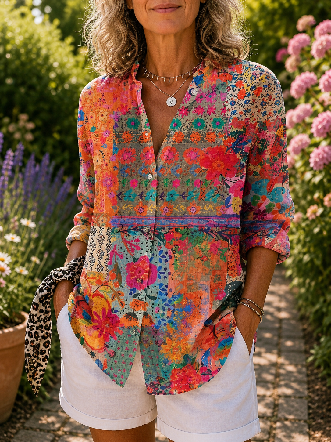 Anica artistieke blouse met knoopsluiting