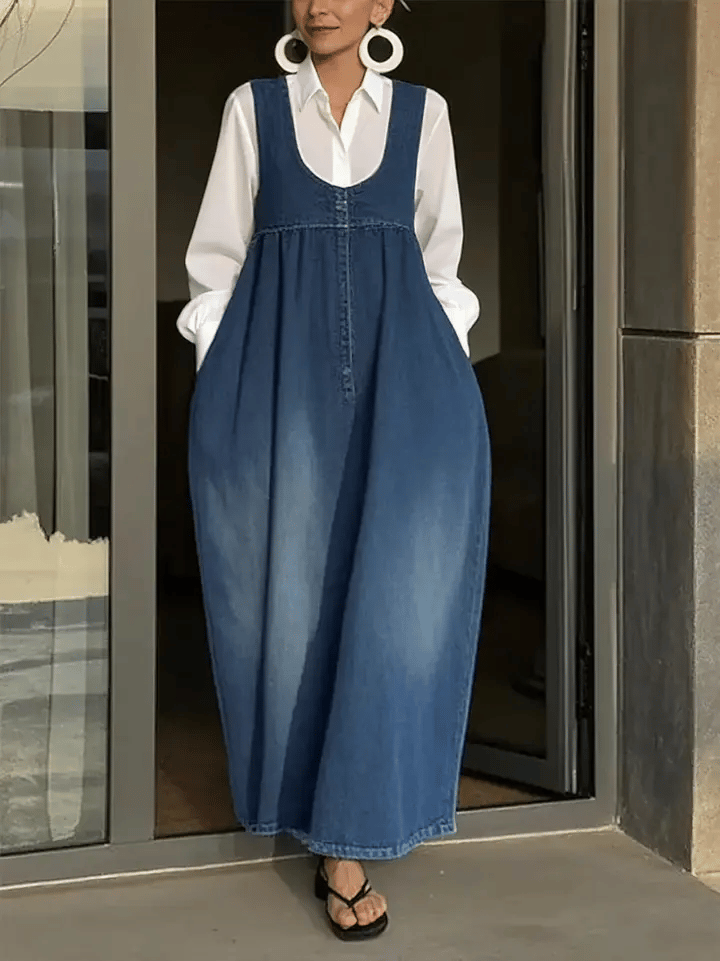 Veronica | Losvallende denim jurk