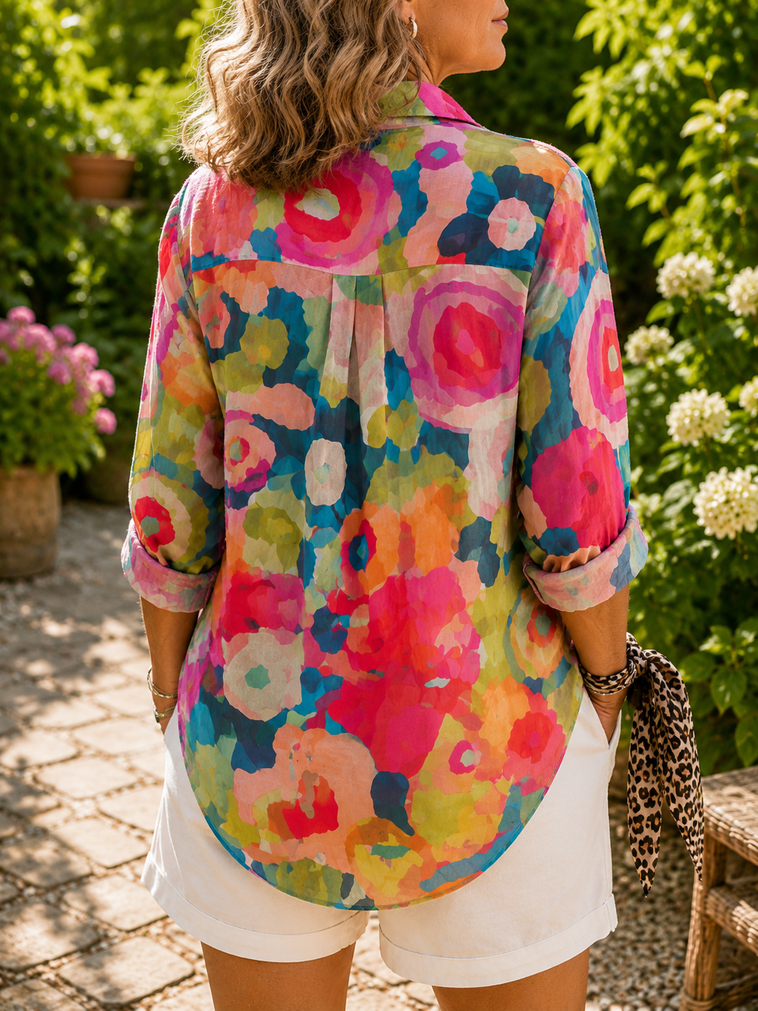 Deliane blouse met kleurrijke print