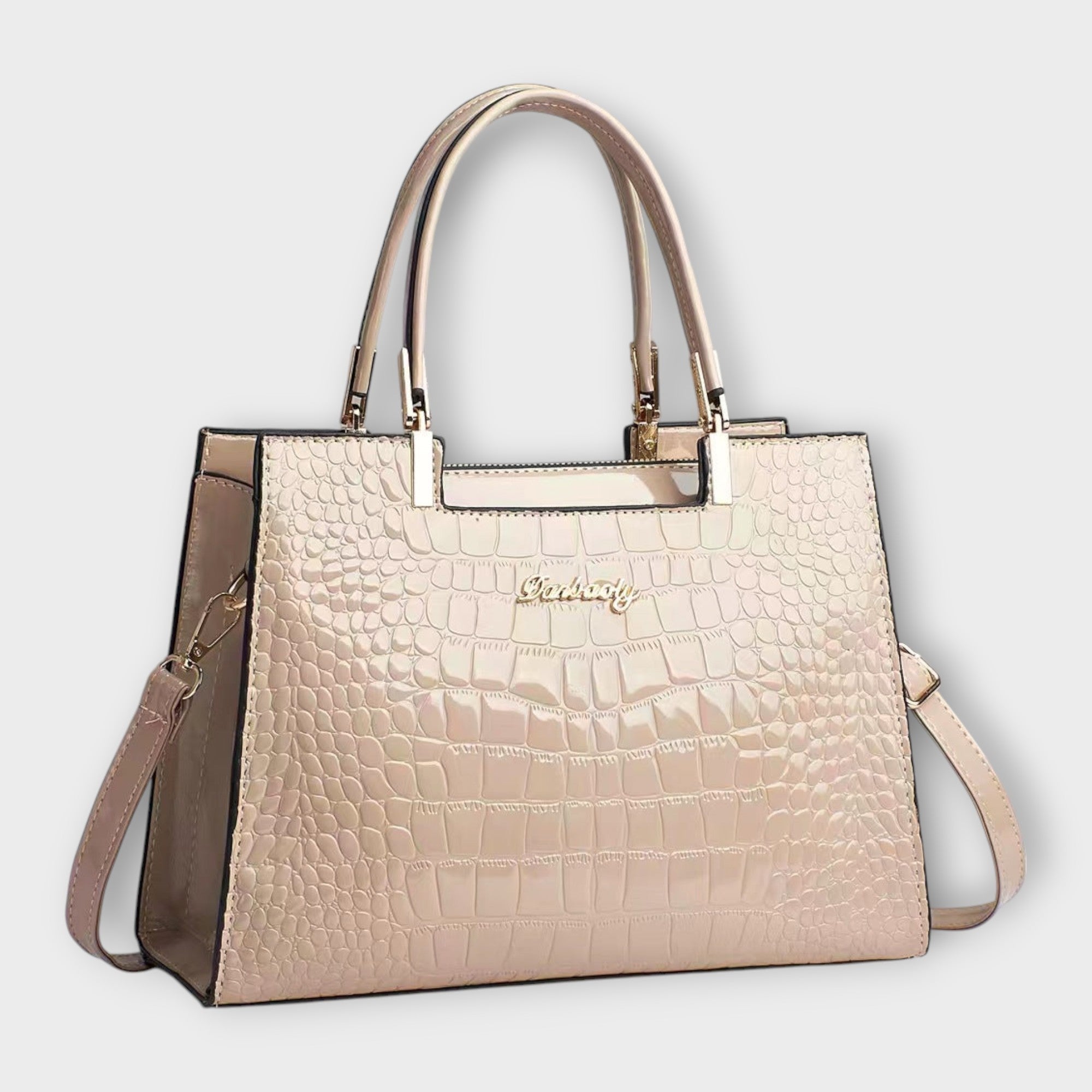 Glanzende handtas met krokodillenprint