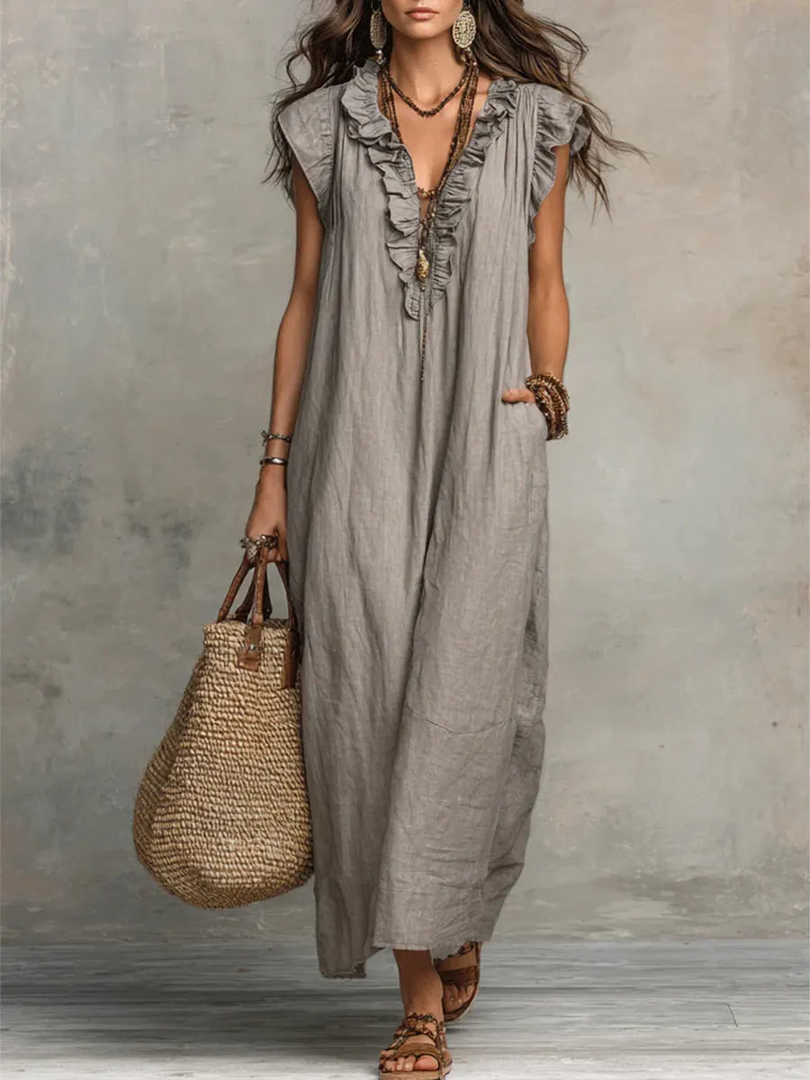 Chiara | Bohemien maxi-jurk met V-hals