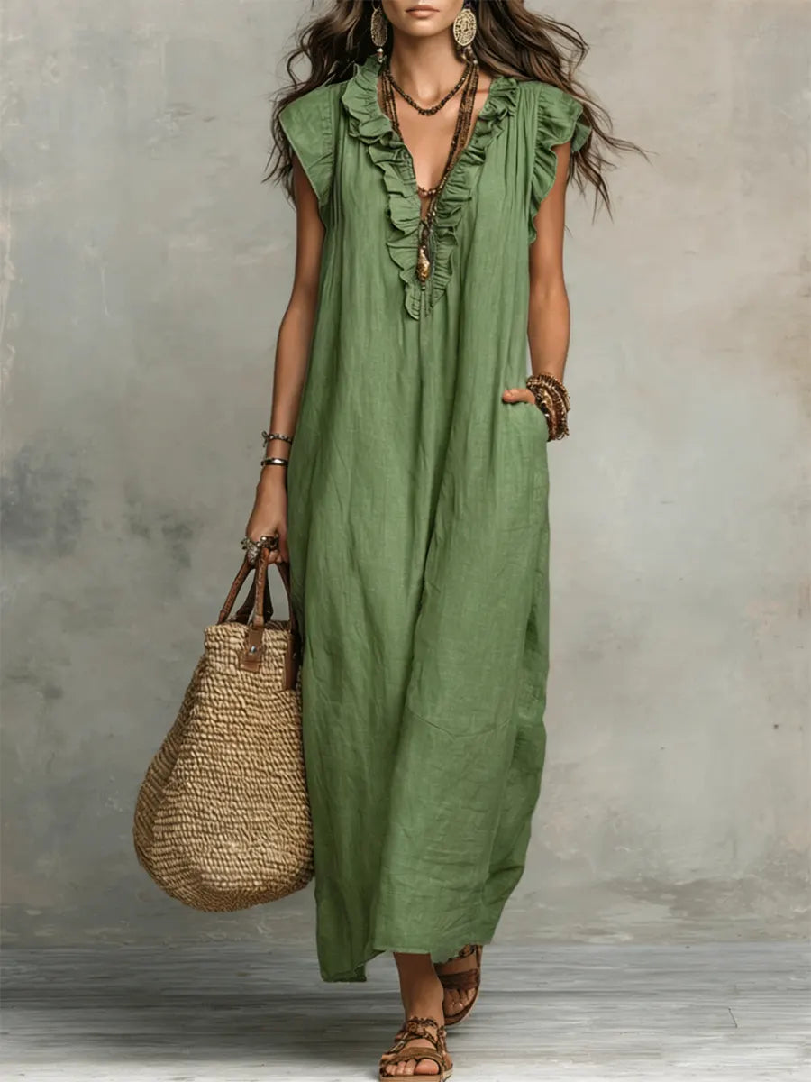 Chiara | Bohemien maxi-jurk met V-hals