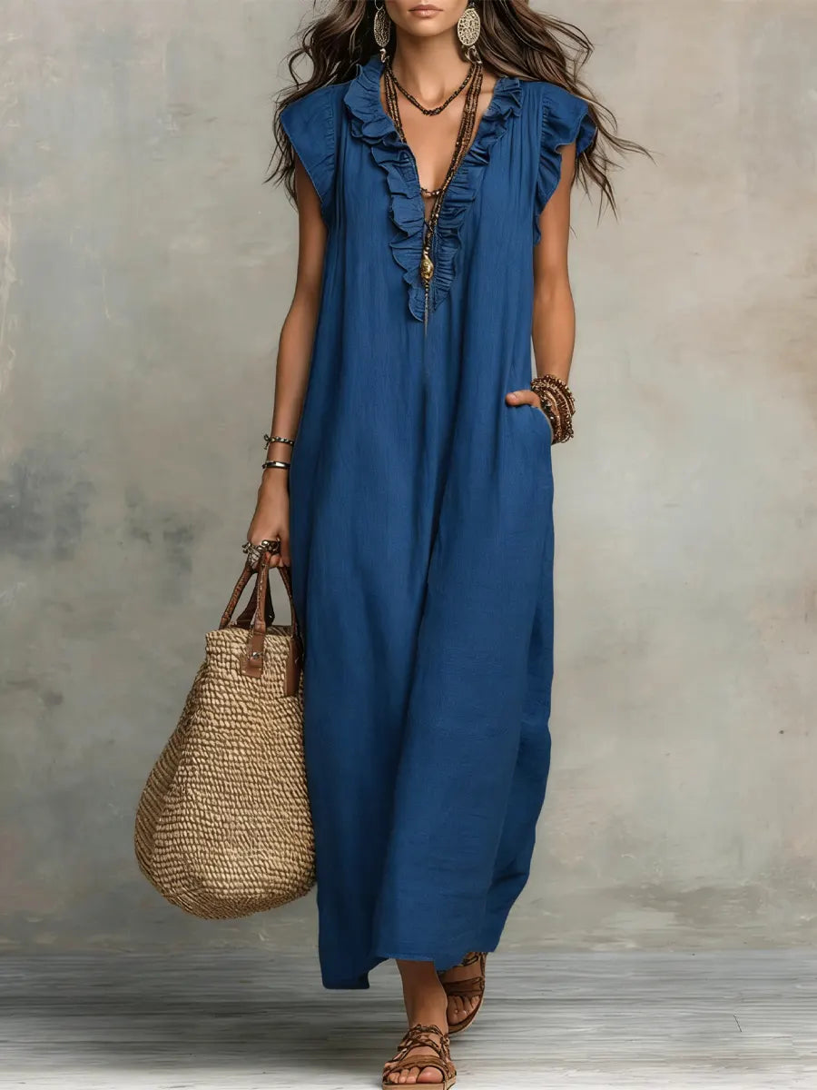 Chiara | Bohemien maxi-jurk met V-hals