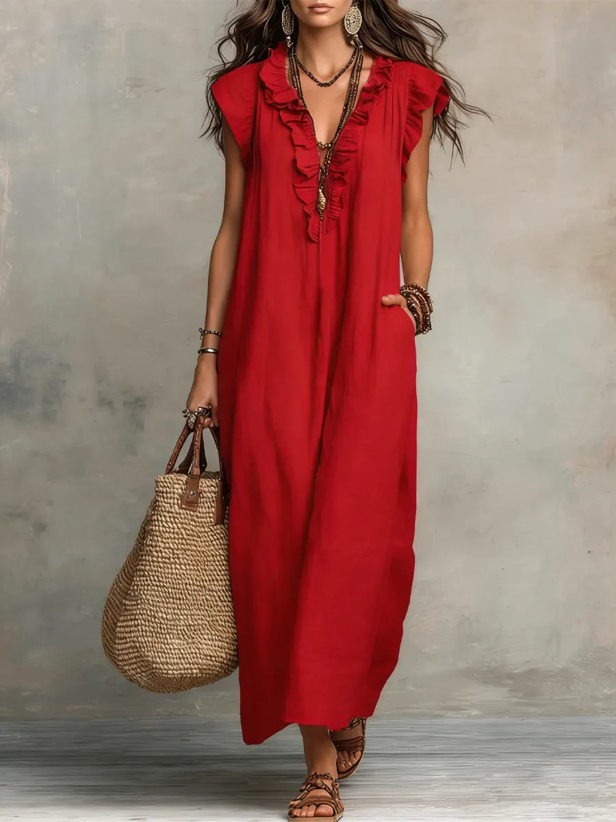 Chiara | Bohemien maxi-jurk met V-hals