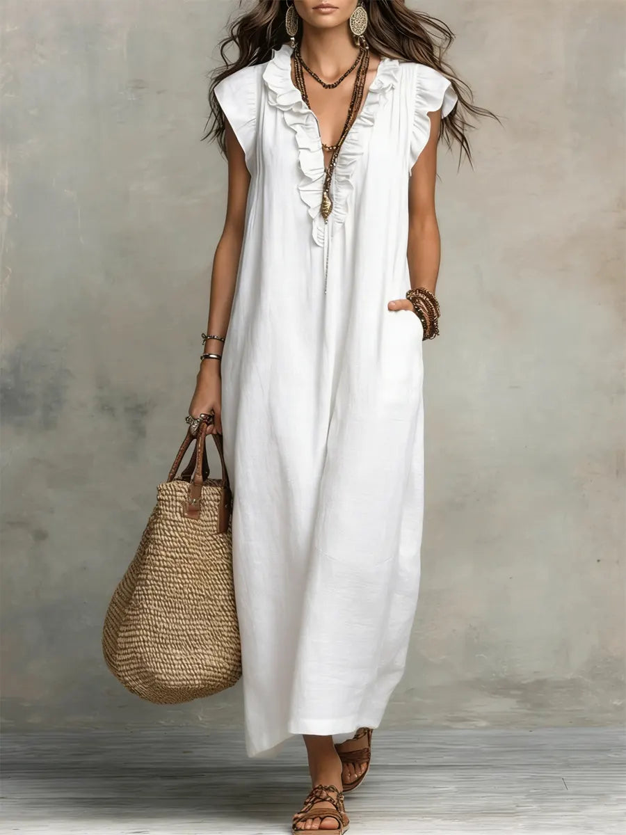 Chiara | Bohemien maxi-jurk met V-hals