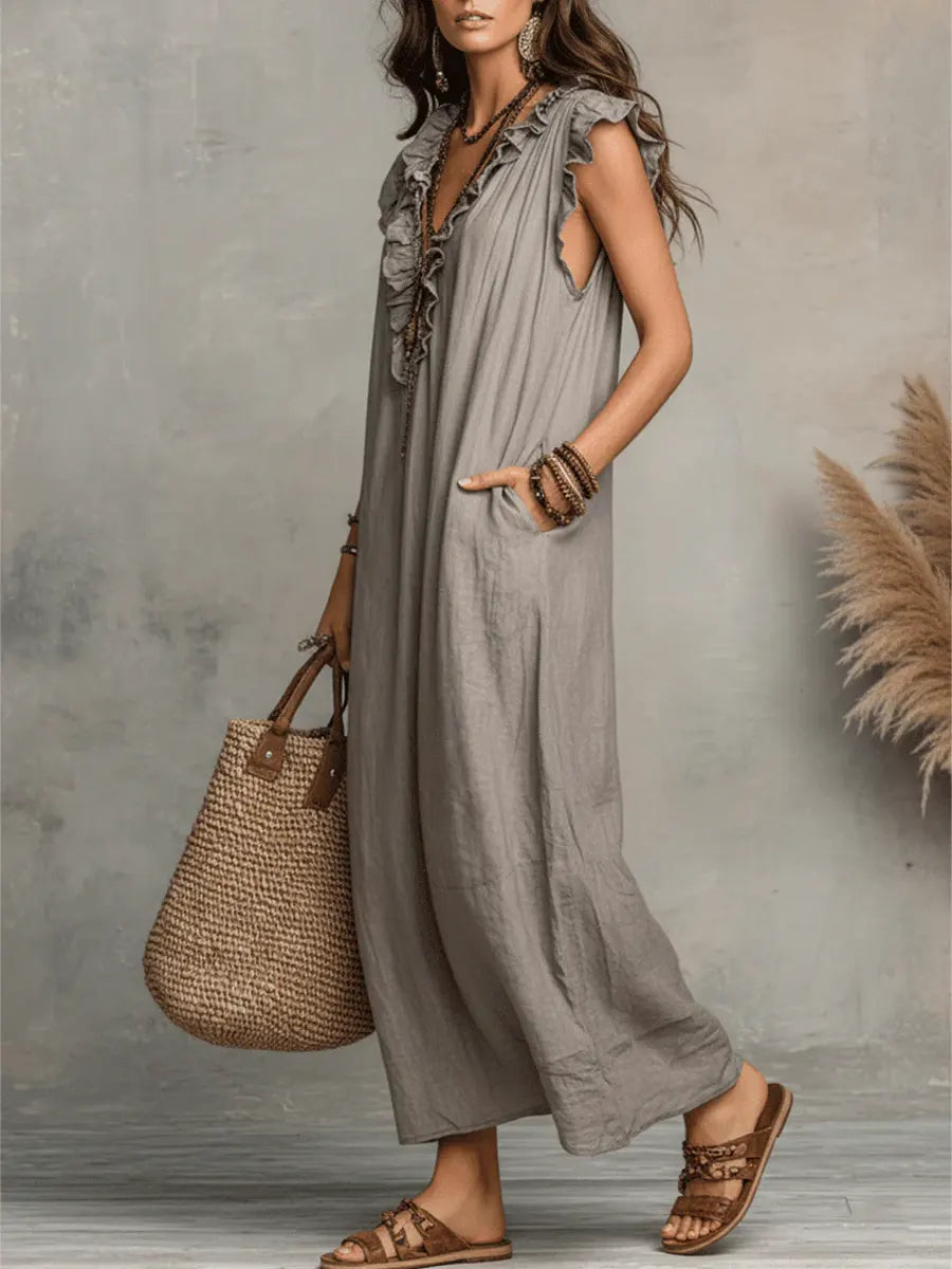 Chiara | Bohemien maxi-jurk met V-hals