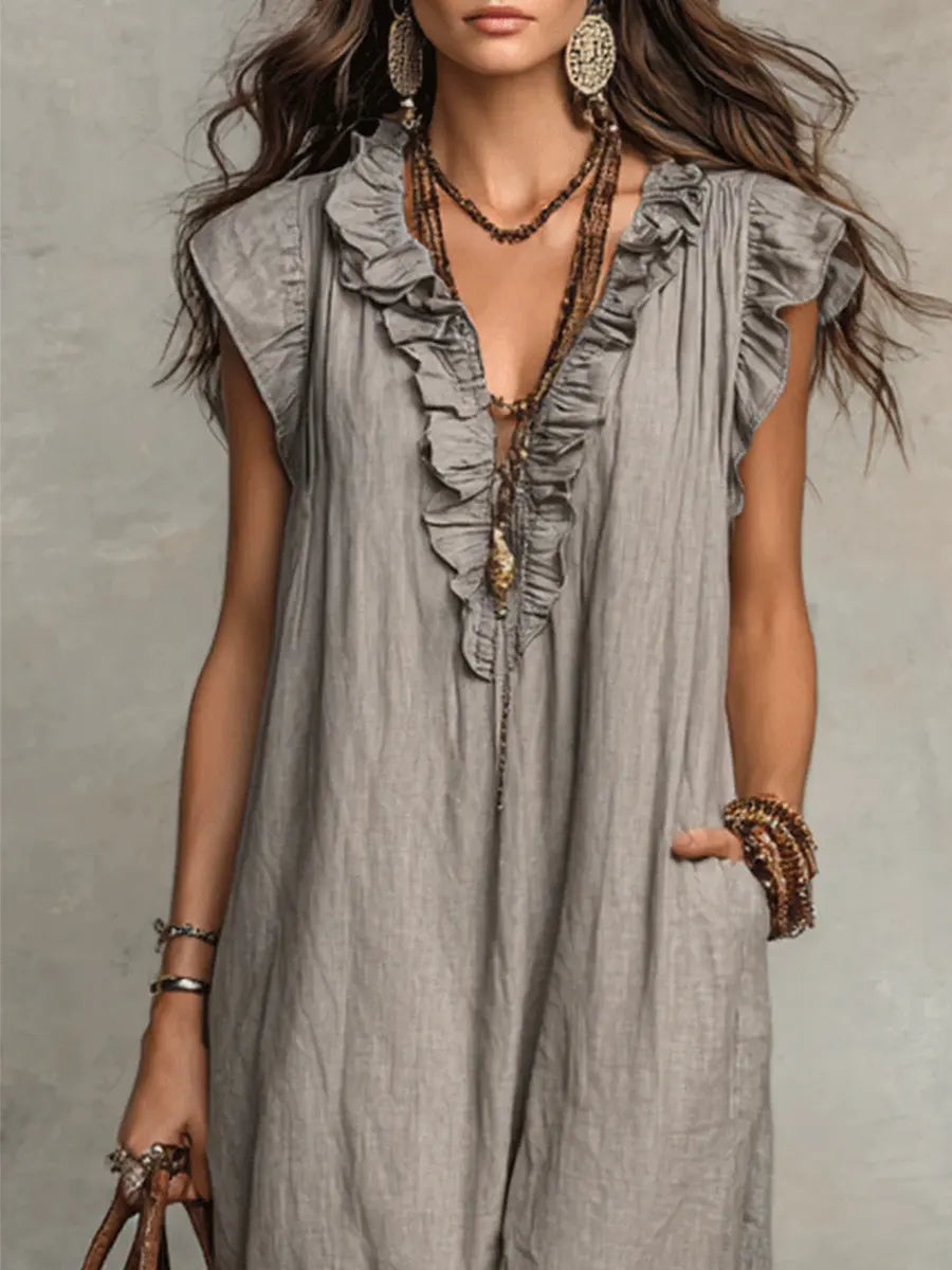 Chiara | Bohemien maxi-jurk met V-hals