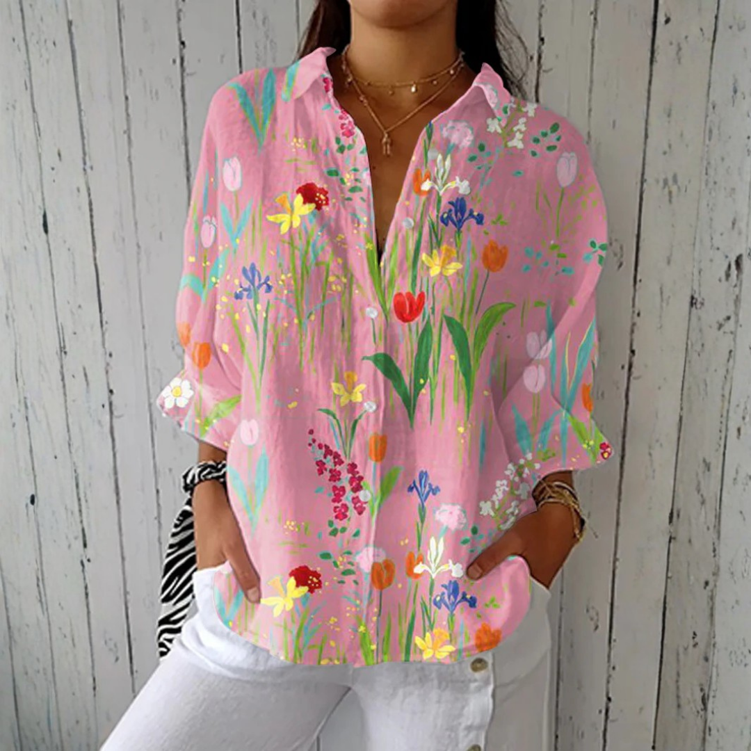 Clara | Blouse met voorjaarstuin