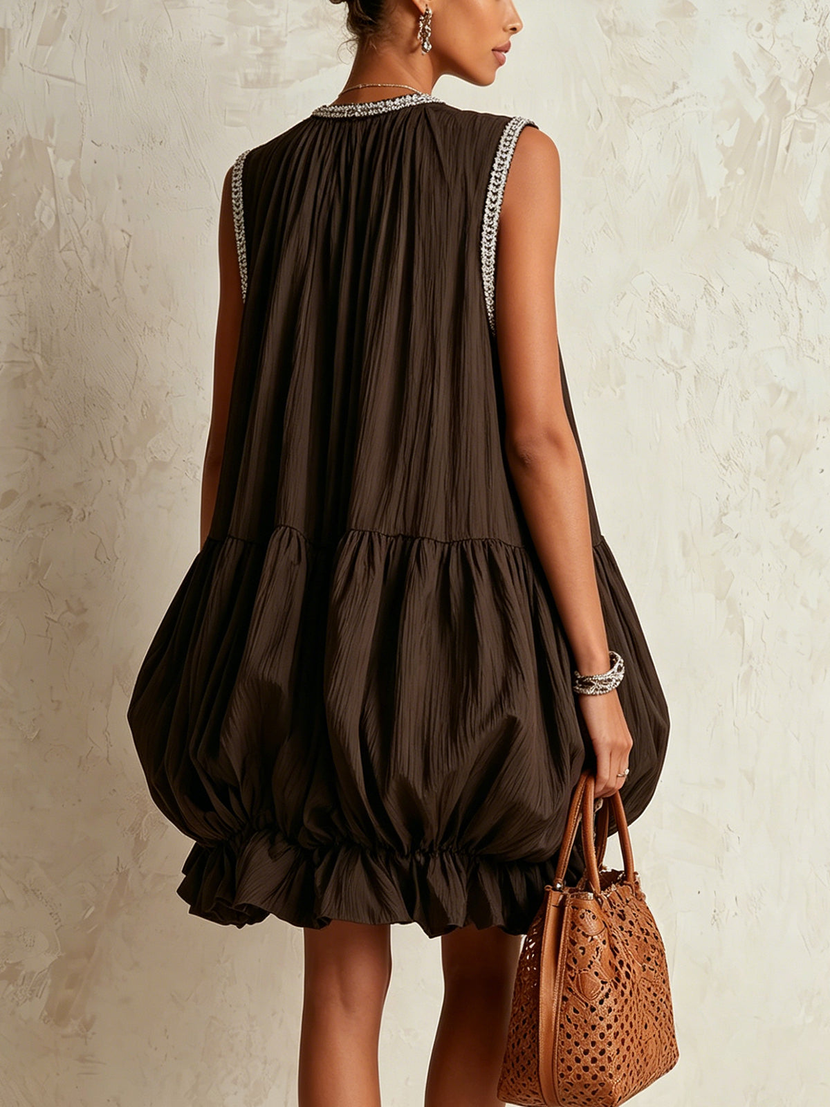 Colette mouwloze bruine mini-jurk