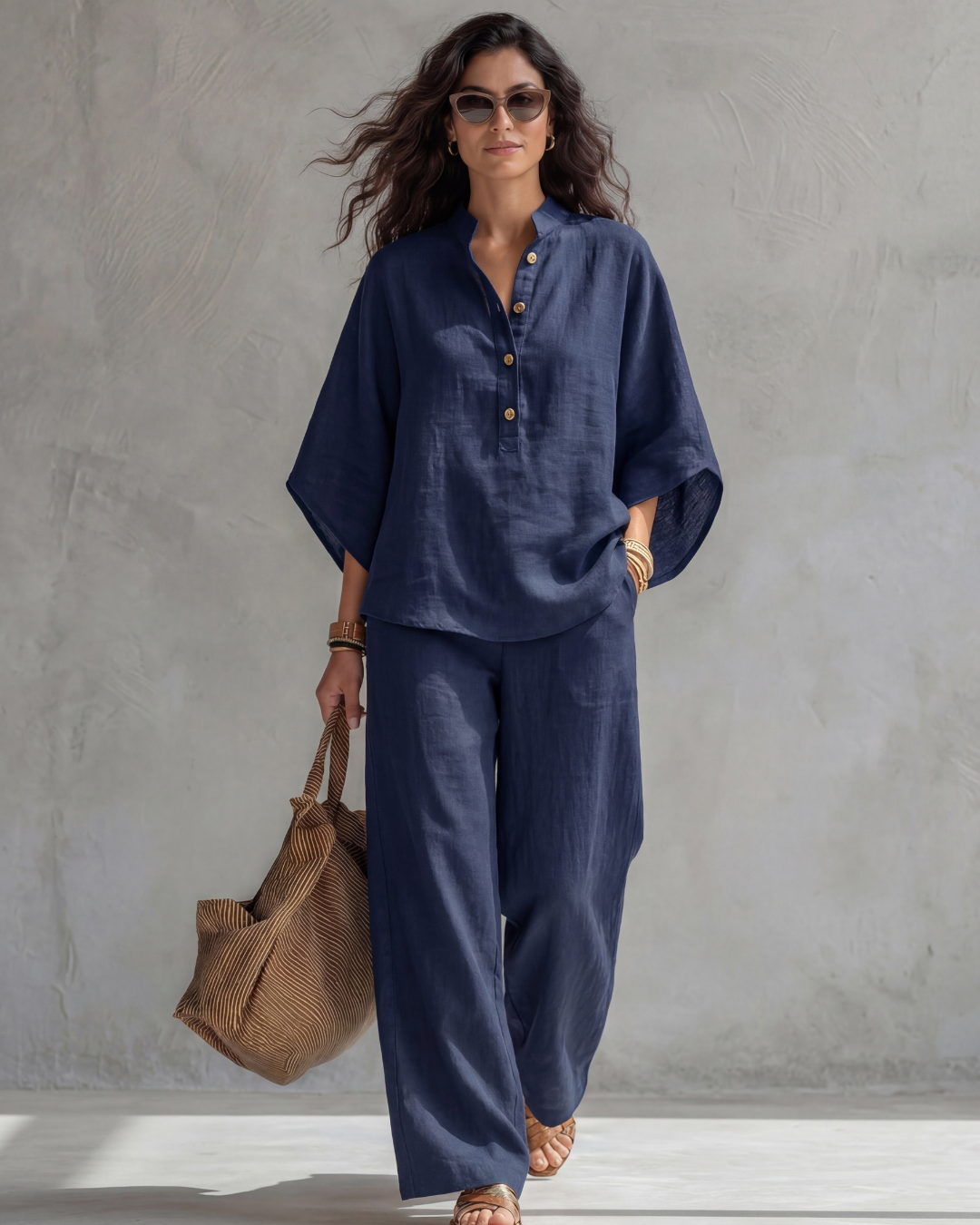 Elena elegante set in donkerblauw