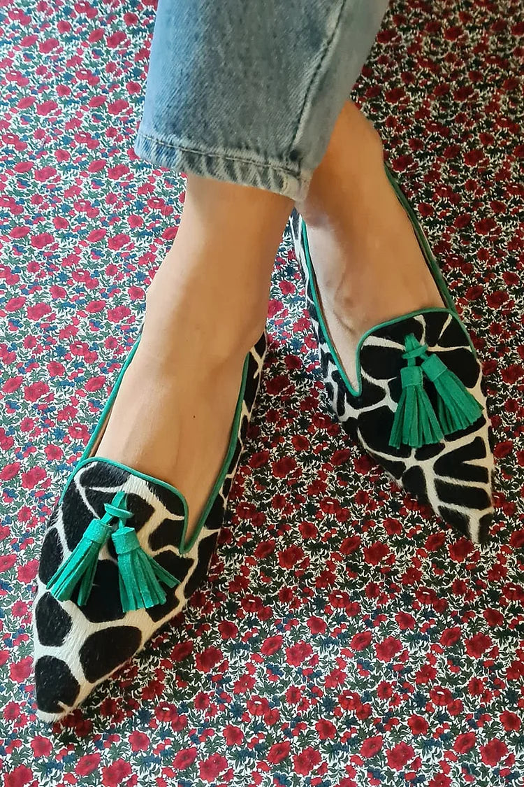 Evelynn stijlvolle loafers met luipaardprint in groen