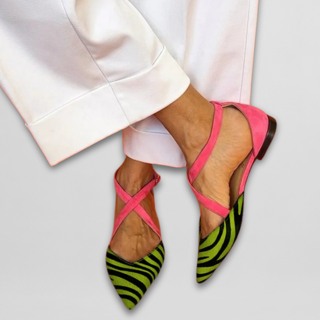 Fern ballerina's met bandjes in groen