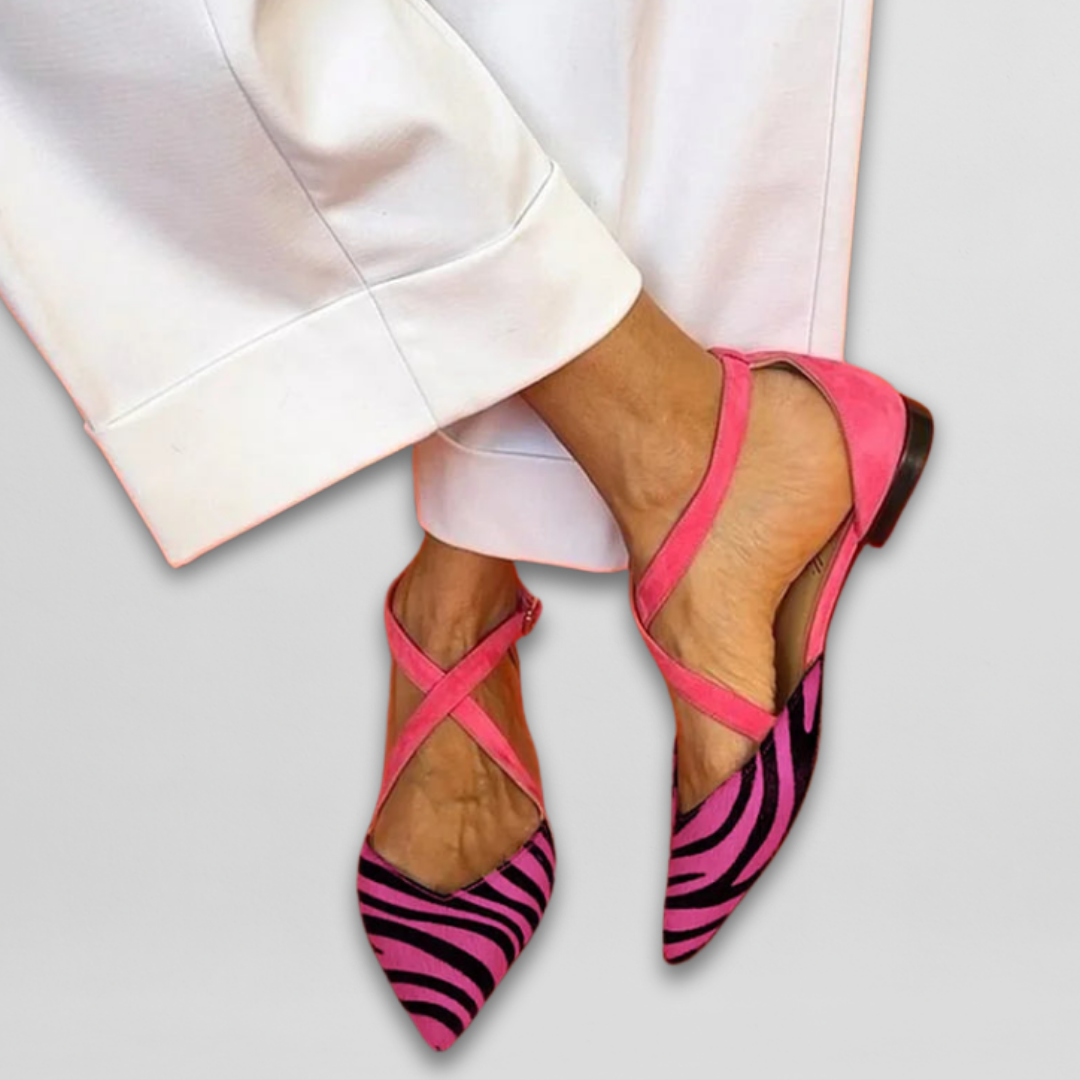Fern ballerina's met bandjes in roze