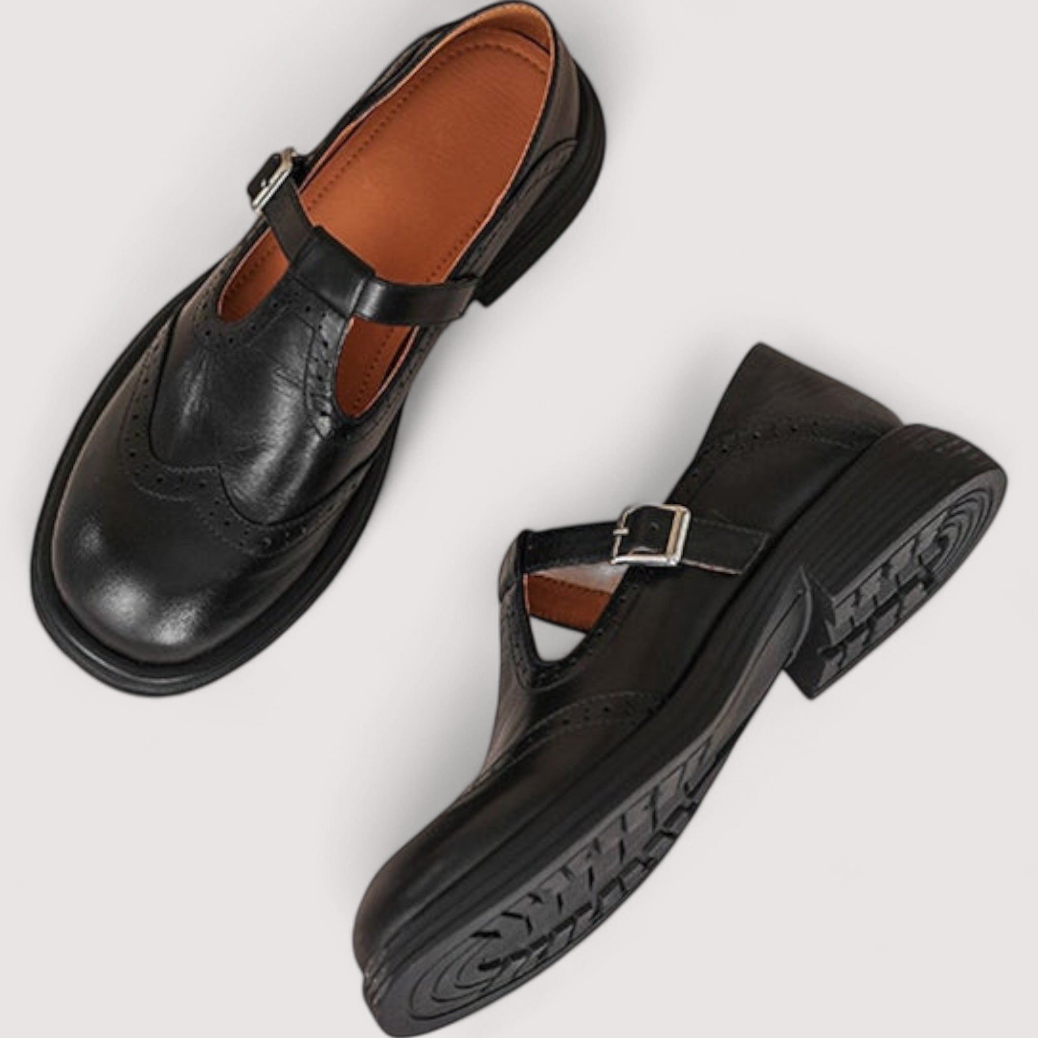 Florence comfortabele mary janes in zwart