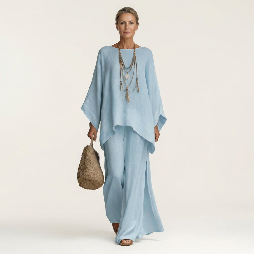 Mette tweedelige set met wijde tuniek en broek