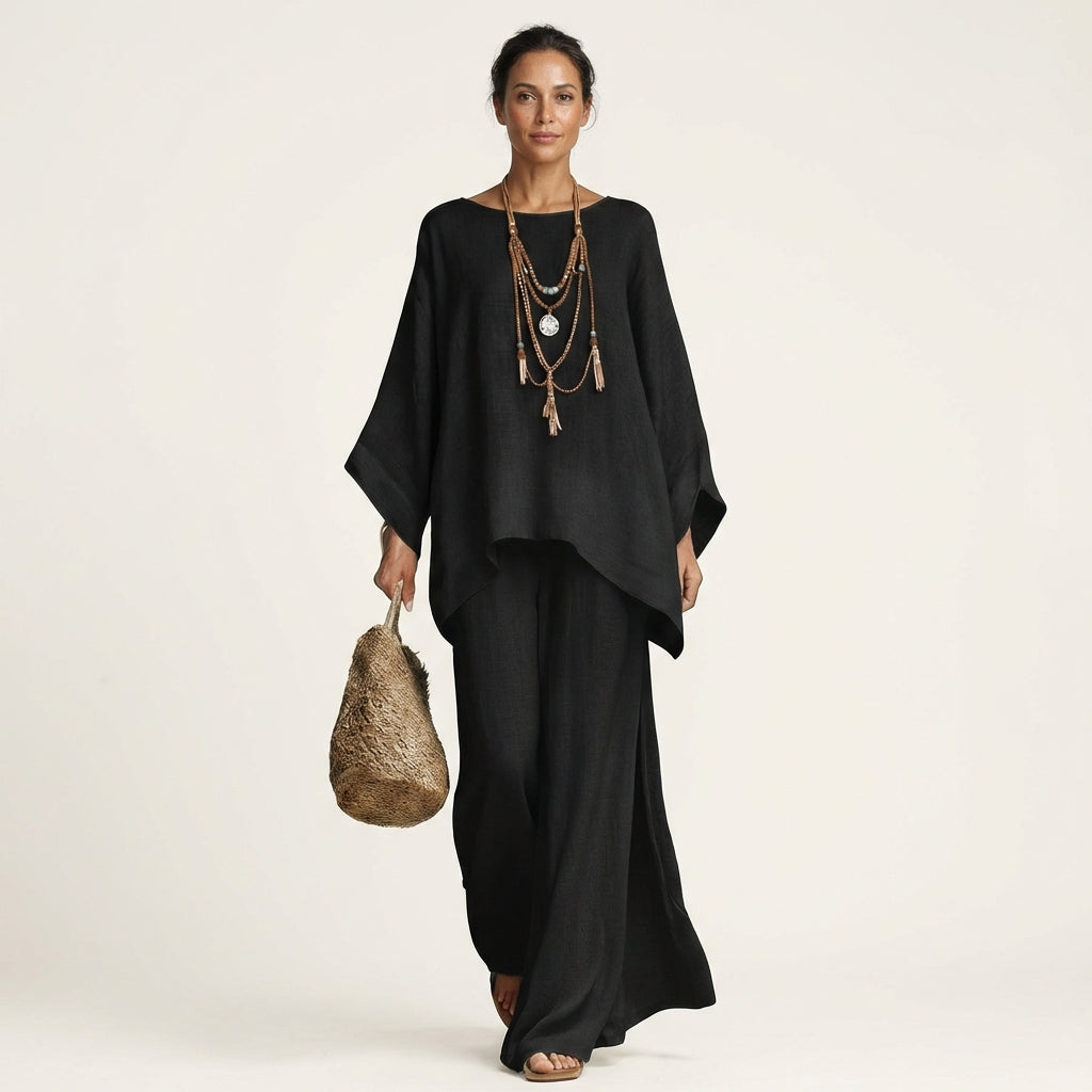 Mette tweedelige set met wijde tuniek en broek