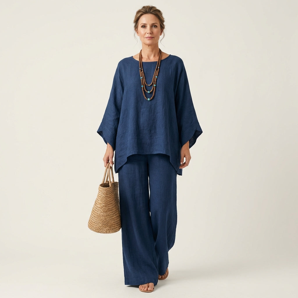 Mette tweedelige set met wijde tuniek en broek
