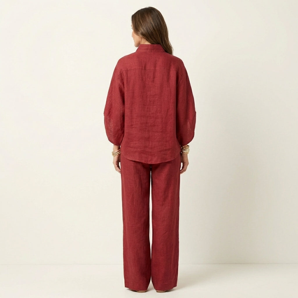 Lotje tweedelige set met vleermuismouw en wijde broek